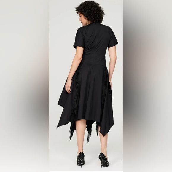 RTR Bibhu Mohapatra CollectiveCutout Fringe HIGH LOW Dress Sz 12 Black - Picture 2 of 9